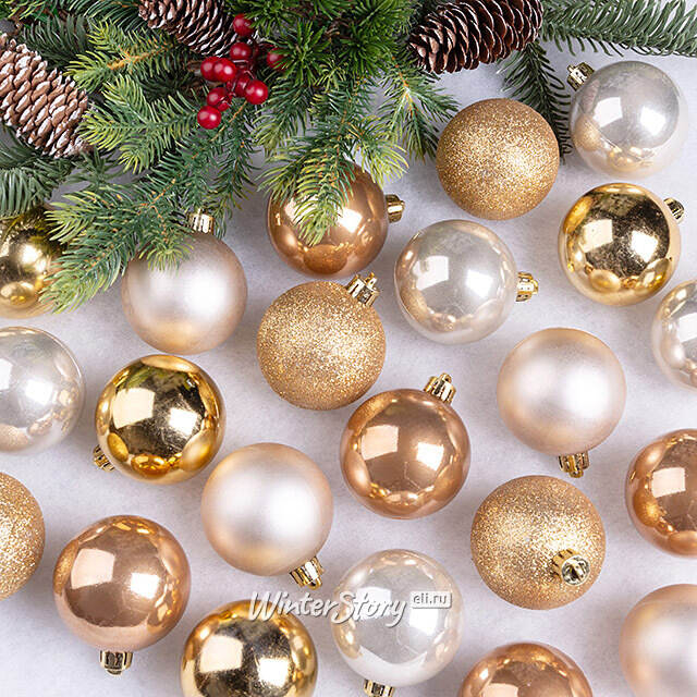 Коллекция пластиковых шаров Грейси - Брызги Шампанского 6 см, 30 шт Winter Deco