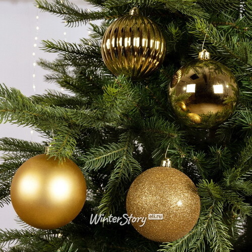 Набор пластиковых шаров Блеск 10 см золотой, 4 шт Winter Deco
