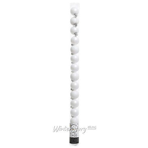 Набор пластиковых шаров Блеск 3 см белый, 15 шт Kaemingk/Winter Deco