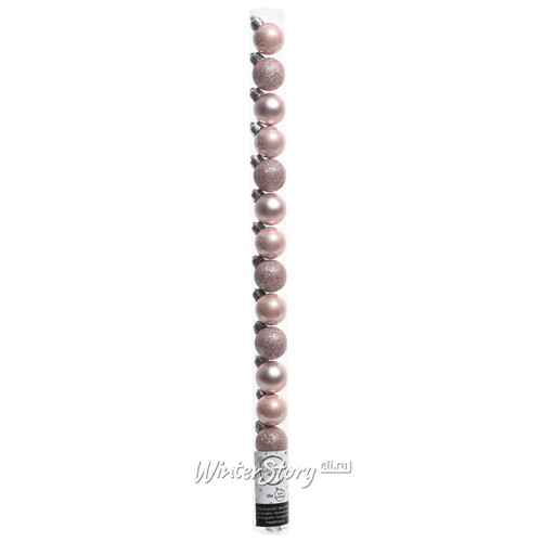 Набор пластиковых шаров Блеск 3 см розовый бутон, 15 шт Kaemingk/Winter Deco