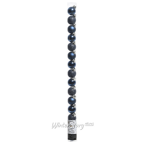 Набор пластиковых шаров Блеск 3 см синий бархат, 15 шт Kaemingk