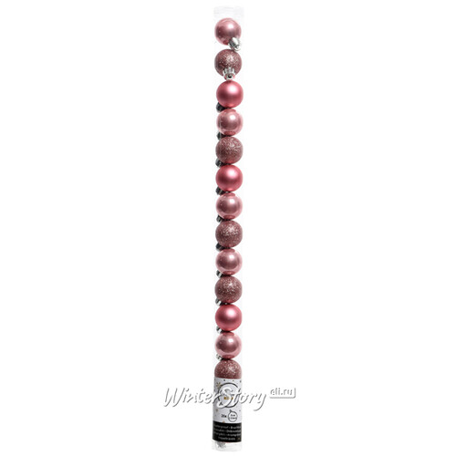Набор пластиковых шаров Блеск 3 см благородный розовый, 15 шт Kaemingk/Winter Deco