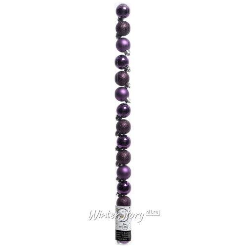 Набор пластиковых шаров Блеск 3 см пурпурный шелк, 15 шт Kaemingk/Winter Deco
