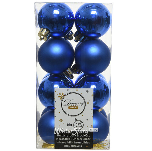 Набор пластиковых шаров Синий Королевский 4 см, 16 шт, mix Kaemingk/Winter Deco