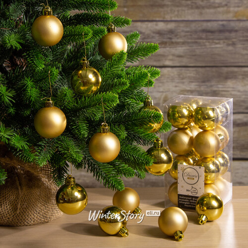 Набор пластиковых шаров Золотой 4 см, 16 шт, mix Kaemingk/Winter Deco