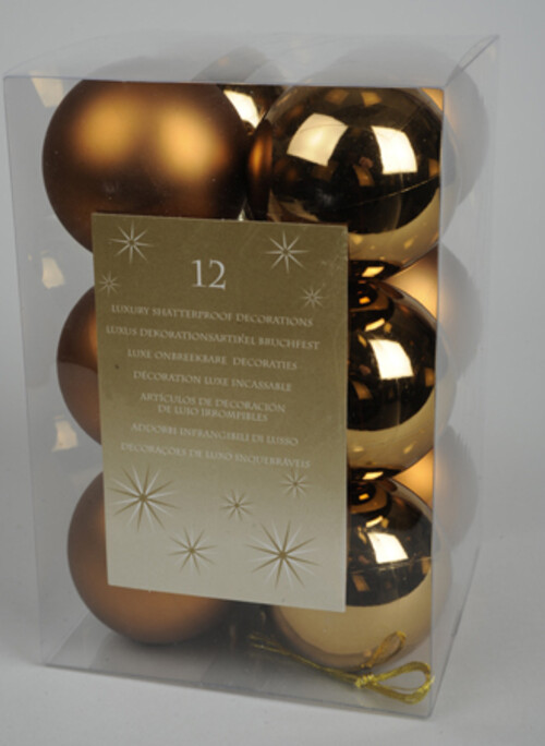 Набор пластиковых матовых шаров 6 см червонное золото, 12 шт Kaemingk/Winter Deco