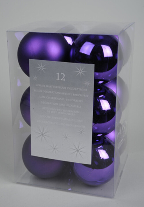 Набор пластиковых глянцевых шаров 6 см фиолетовый, 12 шт Kaemingk/Winter Deco