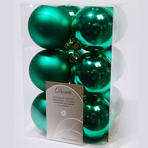 Набор пластиковых шаров Изумрудный 6 см, 12 шт, mix Kaemingk/Winter Deco