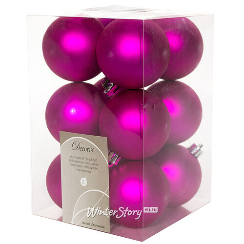 Набор пластиковых матовых шаров 6 см розовая фуксия, 12 шт Kaemingk/Winter Deco