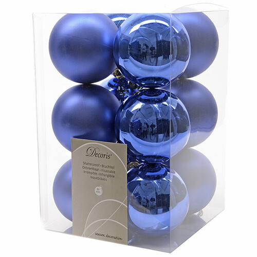 Набор пластиковых матовых шаров 6 см синий королевский, 12 шт Kaemingk