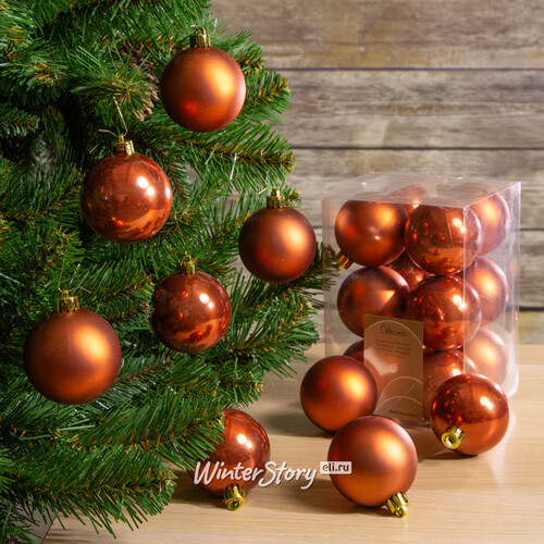 Набор пластиковых шаров Оранжевый Осенний 6 см, 12 шт, mix Kaemingk/Winter Deco