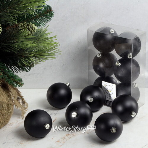 Набор пластиковых матовых шаров Черный 8 см, 6 шт Kaemingk