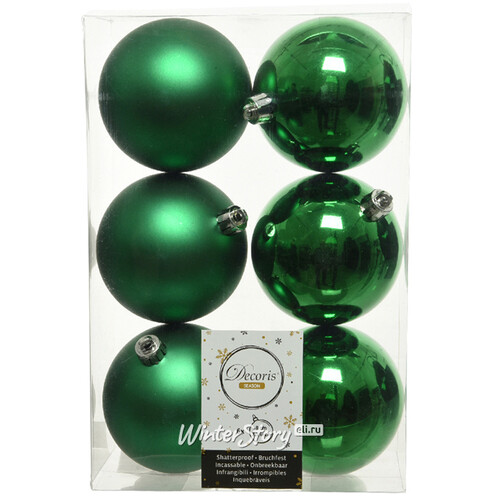 Набор пластиковых матовых шаров Рождественский Зеленый 8 см, 6 шт Kaemingk