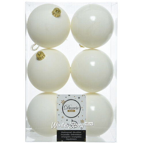 Набор пластиковых шаров Молочный 8 см, 6 шт, mix Kaemingk/Winter Deco