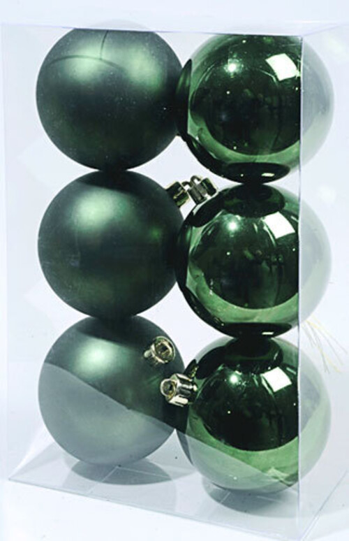 Набор пластиковых матовых шаров 8 см темно-зеленый, 6 шт Kaemingk/Winter Deco