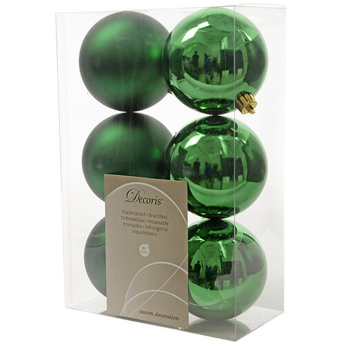 Набор пластиковых глянцевых шаров 8 см зеленый, 6 шт Kaemingk/Winter Deco