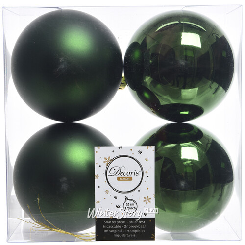 Набор пластиковых шаров Зеленый Бархат 10 см, 4 шт, mix Winter Deco