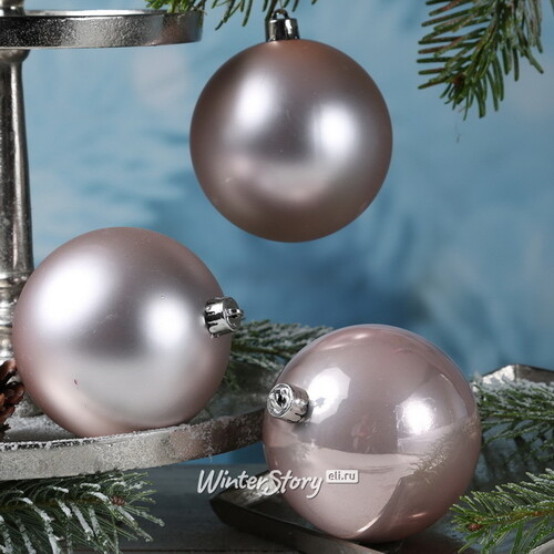Набор пластиковых шаров Розовый Бутон 10 см, 4 шт, mix Kaemingk/Winter Deco