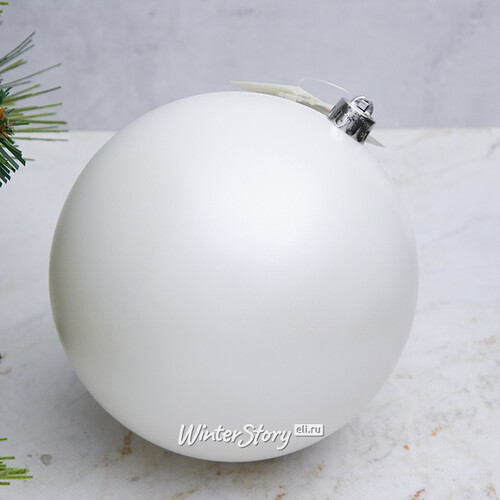Пластиковый шар 14 см белый матовый Kaemingk/Winter Deco
