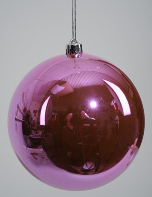 Пластиковый глянцевый шар 14 см розовый Kaemingk