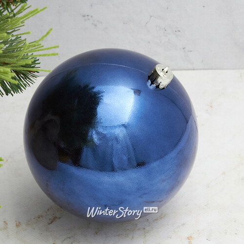 Пластиковый шар 14 см синий бархат глянцевый Winter Deco