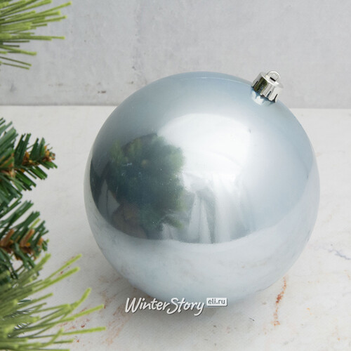 Пластиковый шар 14 см голубой шелк глянцевый Kaemingk/Winter Deco
