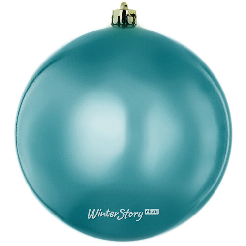 Пластиковый шар 14 см бирюзовый глянцевый Kaemingk/Winter Deco