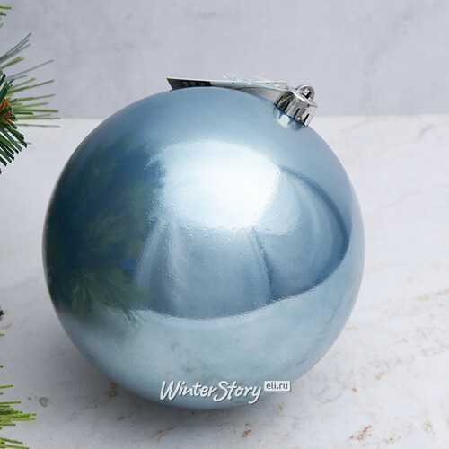 Пластиковый шар 14 см голубой туман глянцевый Kaemingk/Winter Deco
