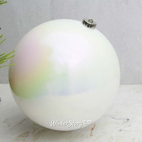 Пластиковый шар 20 см белый перламутр глянцевый Kaemingk/Winter Deco