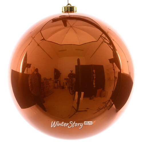 Пластиковый шар 20 см оранжевый глянцевый Kaemingk/Winter Deco