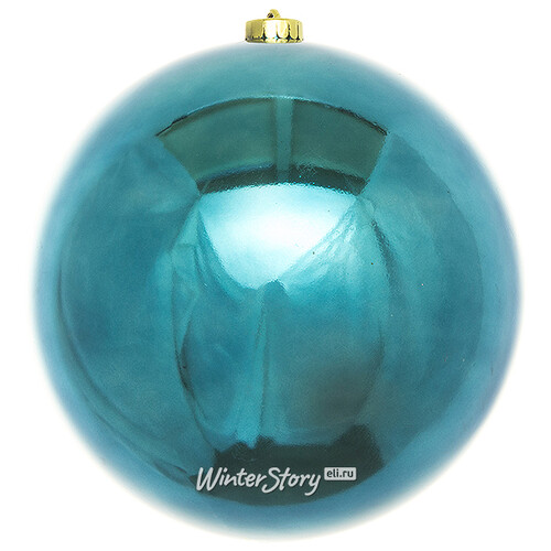 Пластиковый шар 20 см лазурный синий глянцевый Kaemingk/Winter Deco