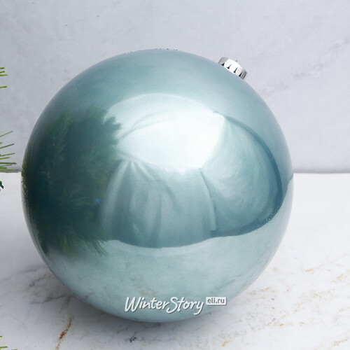 Пластиковый шар 20 см голубой туман глянцевый Kaemingk/Winter Deco