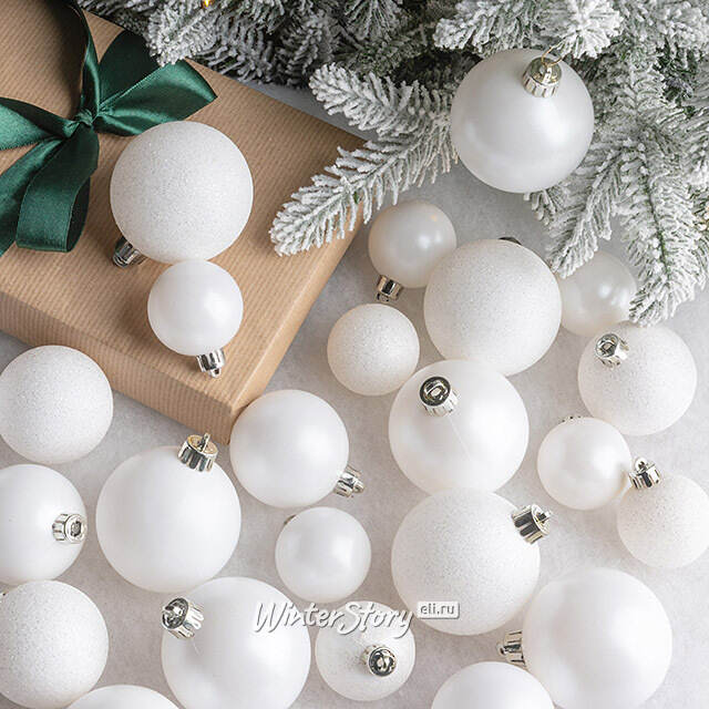 Набор пластиковых шаров Luminous - Белый, 4-6 см, 30 шт Winter Deco