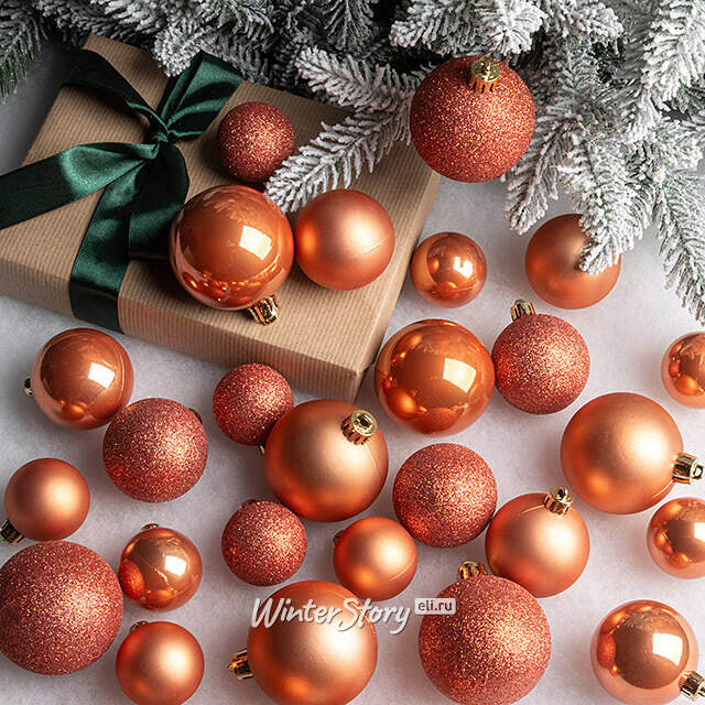 Набор пластиковых шаров Luminous - Пряная тыква, 4-6 см, 30 шт Winter Deco