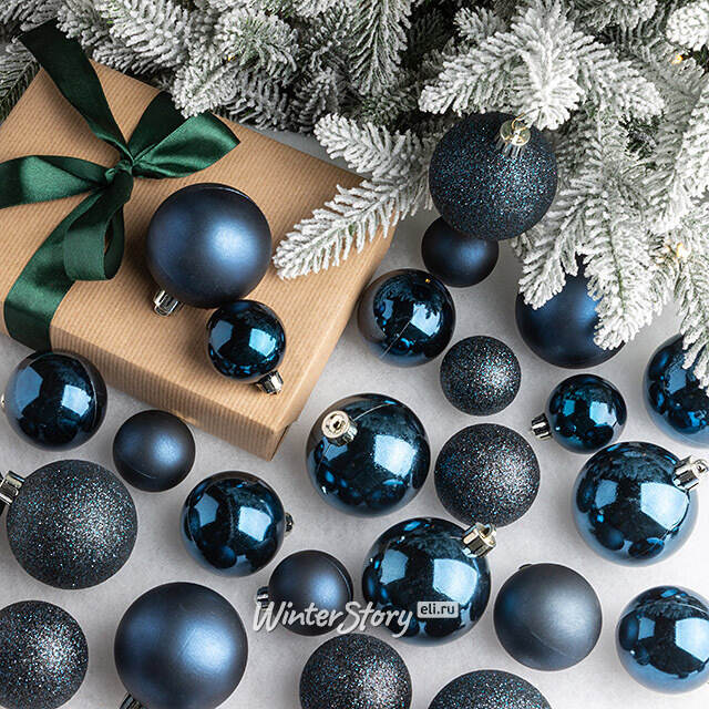 Набор пластиковых шаров Luminous - Синий Бархат, 4-6 см, 30 шт Winter Deco