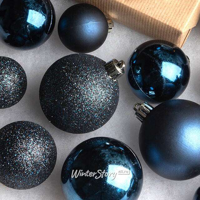 Набор пластиковых шаров Luminous - Синий Бархат, 4-6 см, 30 шт Winter Deco
