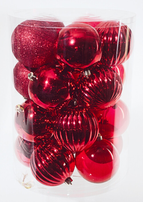 Набор пластиковых шаров Красная Феерия 10 см, 20 шт, mix Kaemingk