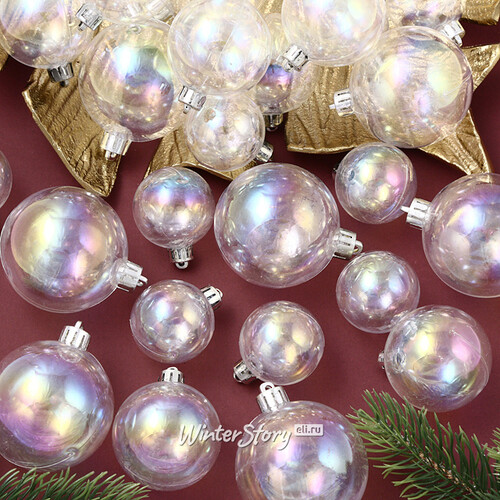 Набор пластиковых шаров Luminous - Прозрачный Перламутр, 4-6 см, 30 шт Winter Deco