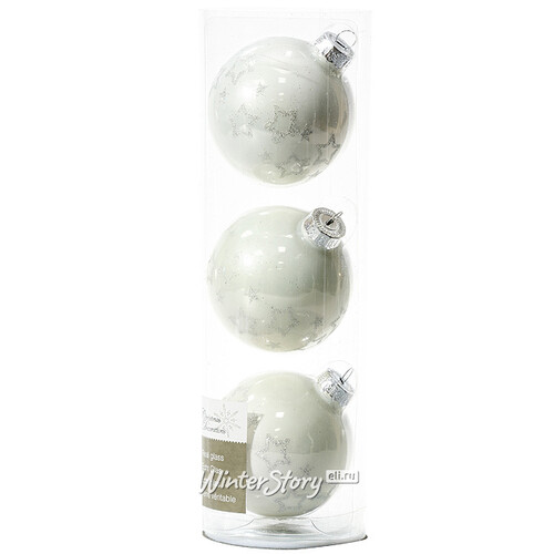 Набор стеклянных елочных шаров Совершенство 7 см белый, 3 шт Kaemingk