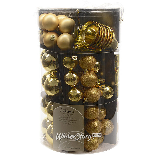 Набор игрушек на елку Золотой Стиль, 100 предметов Kaemingk