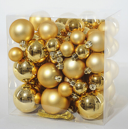 Набор пластиковых шаров Золотые искры 75 шт, mix Kaemingk