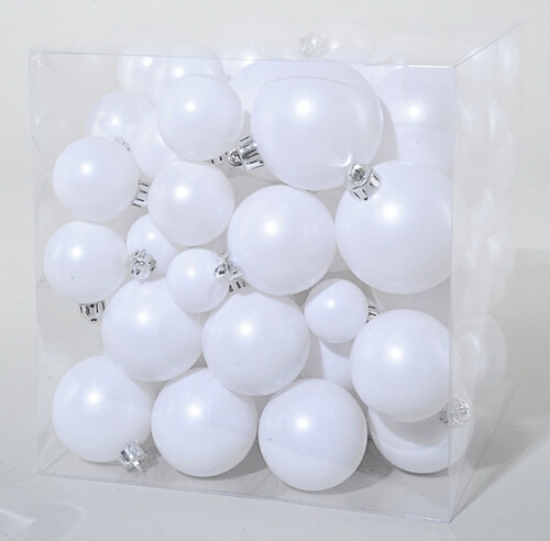 Набор пластиковых шаров Белые искры 75 шт, mix Kaemingk