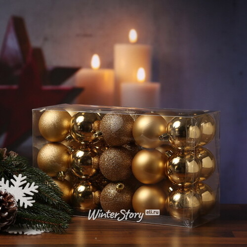 Коллекция пластиковых шаров Gracy - Gold 6 см, 30 шт, mix Winter Deco