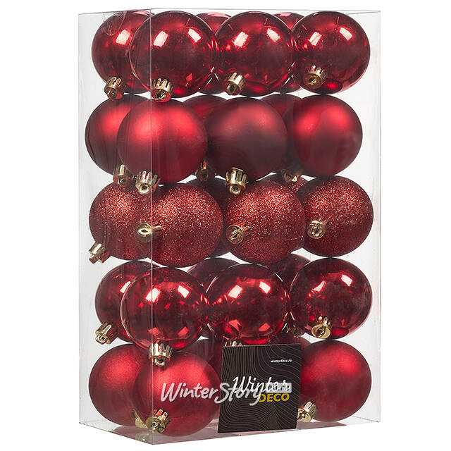 Коллекция пластиковых шаров Gracy - Red 6 см, 30 шт, mix Winter Deco