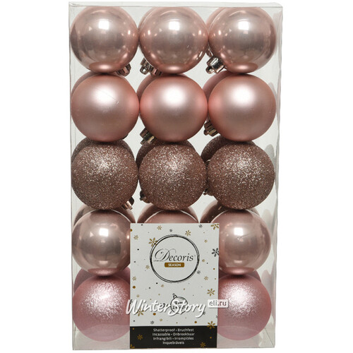 Коллекция пластиковых шаров Gracy - Розовый бутон 6 см, 30 шт Kaemingk