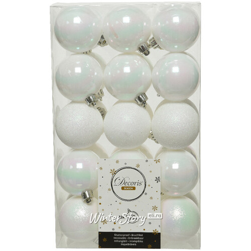 Коллекция пластиковых шаров Gracy - Белый перламутр 6 см, 30 шт Kaemingk/Winter Deco