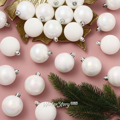 Коллекция пластиковых шаров Gracy - Белый перламутр 6 см, 30 шт Kaemingk/Winter Deco