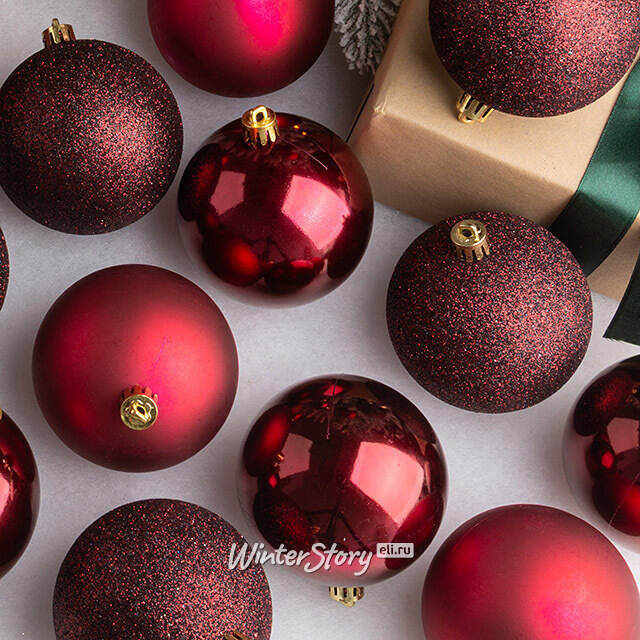 Набор пластиковых шаров Grande Collection - Бордовый, 8 см, 34 шт Winter Deco