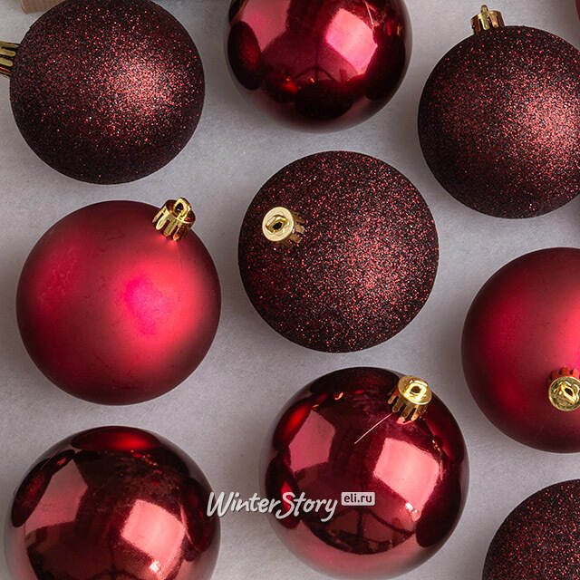 Набор пластиковых шаров Grande Collection - Бордовый, 8 см, 34 шт Winter Deco