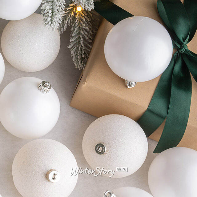 Набор пластиковых шаров Grande Collection - Белый, 8 см, 34 шт Winter Deco